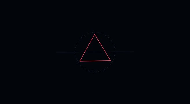 Minimalist red triangle hud rotating in circular interface animation motion abstract