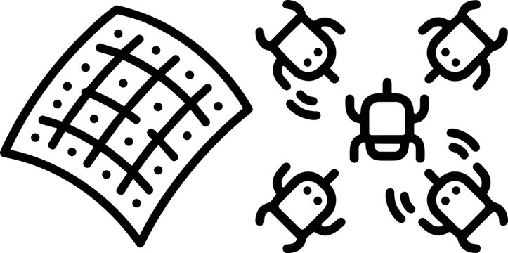 Digital bugs attacking a grid, concept of cyber security and data breach