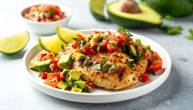 H&auml;hnchen mit Avocado-Tomaten-Salsa