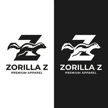 Zorilla Z Premium Apparel Logo Design with Skunk Silhouette.