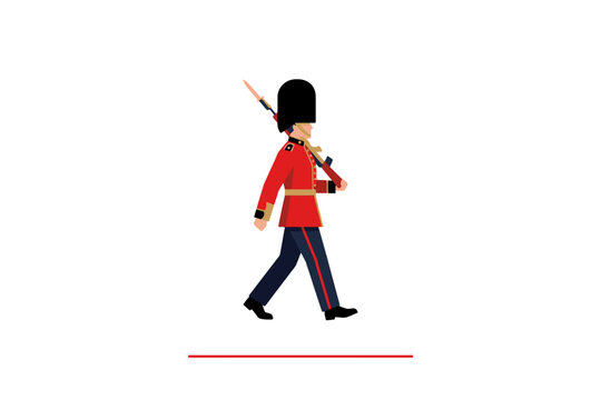 British Royal Guard marching with rifle illustration
