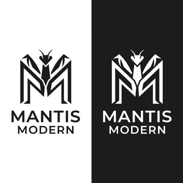 Modern Mantis Logo Design Symbol.