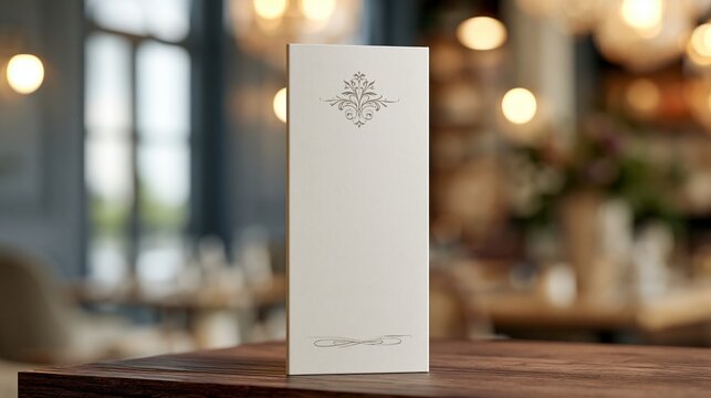 Elegant blank menu card on wooden table
