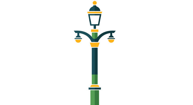 Decorative vintage style triple street lamp illustration.