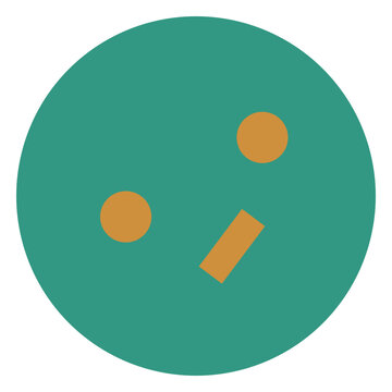Green and orange circle with a smiley face on it