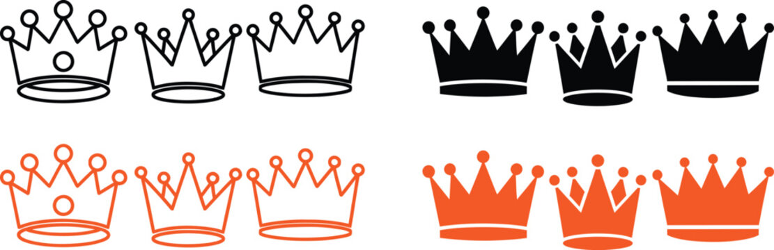 royal crowns in different colors and styles