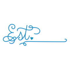 Naklejka premium The word est written in blue