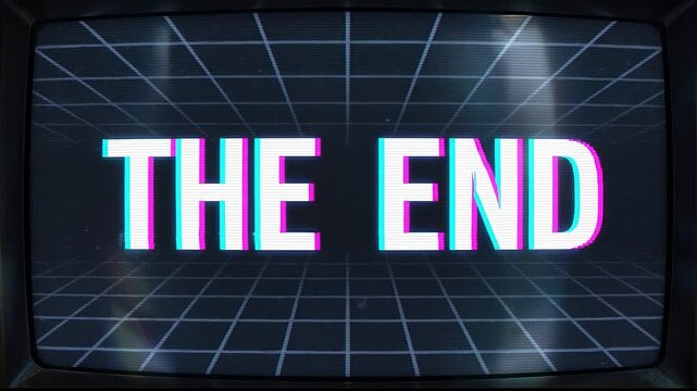 Retro Television Screen Displays Glitched The End Message.