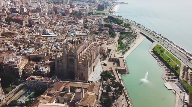 Mallorca view from the top of the cathedral. Palma de Mallorca.