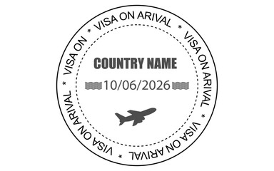 Fototapeta premium Visa on Arrival Immigration Passport Stamp Design, Black Immigration Visa Stamp