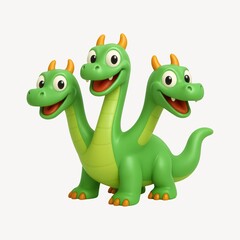 Fototapeta premium Playful three-headed cartoon dragon