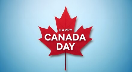 Canada day celebration red maple leaf with festive text overlay