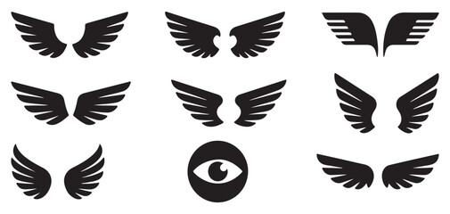 Heraldic wing emblems and winged shield symbols for identity and badges vector illustration eps 10 © MDRAKIBUL