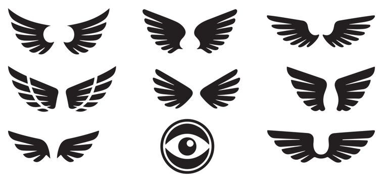 Heraldic wing emblems and winged shield symbols for identity and badges vector illustration eps 10