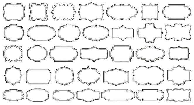 Collection of various label shapes.
