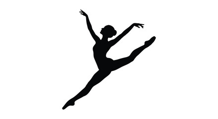 Ballerina Silhouette Against White Background Dynamic Dance Pose © Masura