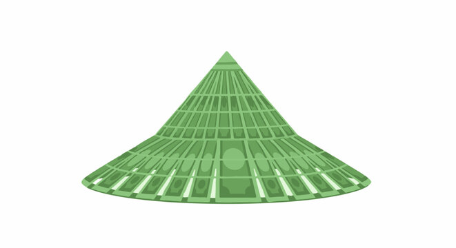 Geometric Wireframe Cone Structure Digital Rendering Illustration.