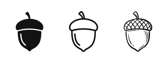 Acorn Nut Nature Symbol Icon Set © drawing lines