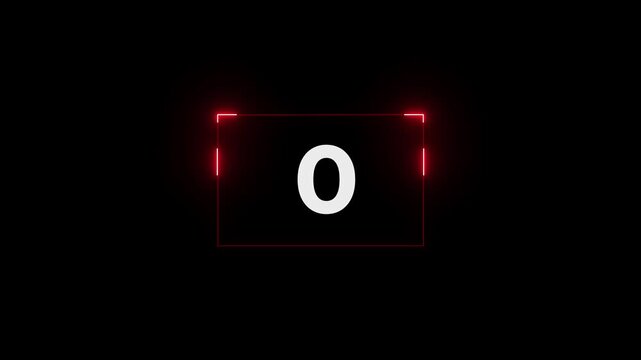 3 seconds countdown timer animation, 3-0 counting down seconds red color neon number digital coundown animated video.4k video