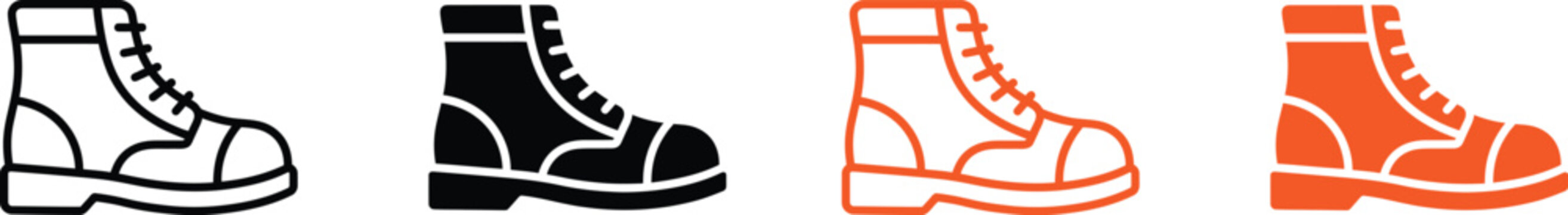 Four stylish high-top sneakers in black and orange colors