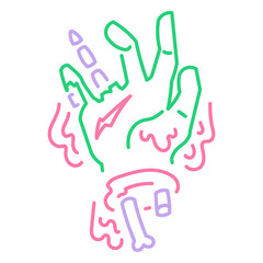 Fototapeta premium Neon sign with a zombie hand