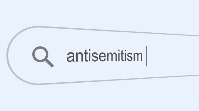 Searching Antisemitism on the Internet, Computer Screen Macro . 4k video animation