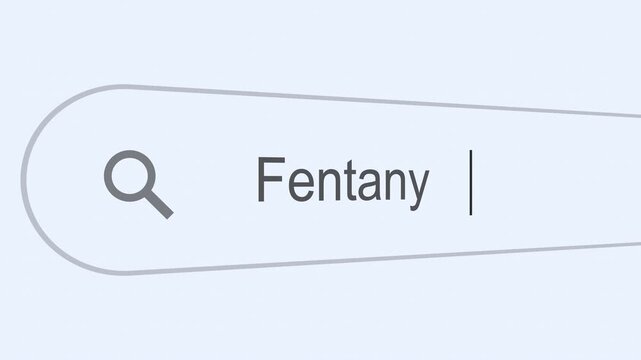 Searching Fentanyl on the Internet, Computer Screen Macro. 4k video animation