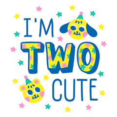 Fototapeta premium Two sweet birthday animal quote