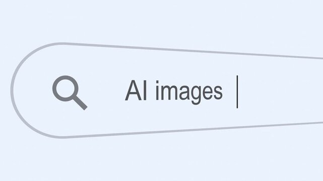 Searching AI Images on the Internet, Computer Screen Macro. 4k video animation