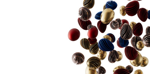 Elegant Easter egg composition with vibrant colors and various textures, perfect for holiday greetings and designs. Sui © vegefox.com