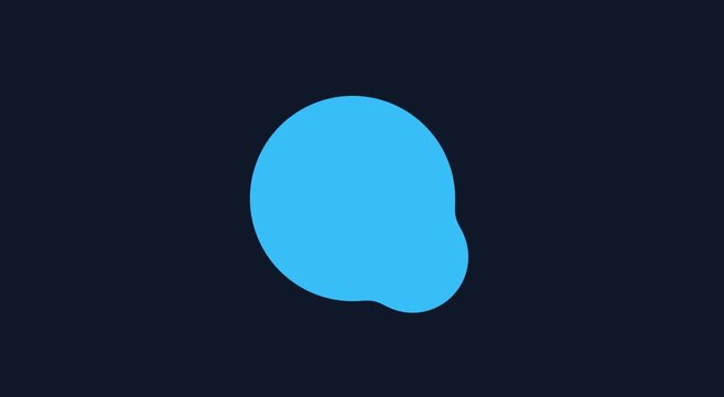 Abstract blue liquid morphing shape animation on dark animation background