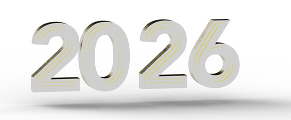 3D rendered illustration of the year 2026. A modern design perfect for new year greetings and future related projects. © vegefox.com