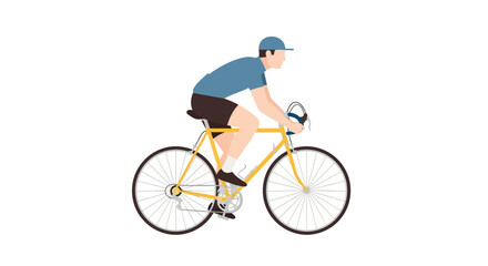 Fototapeta premium Man Cycling Yellow Bicycle, Outdoor Activity, Healthy Lifestyle, Sport