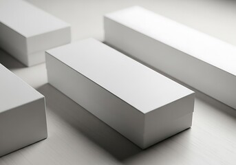 Fototapeta premium Clean White Rectangular Gift Boxes Arranged for Product Mockup or Packaging Design Concepts