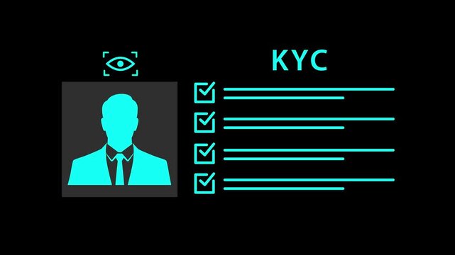 KYC verification digital identity authentication security compliance concept. KYC Know Your Customer Identity Verification animation video. KYC concept. verifying the identity of clients for KYC.