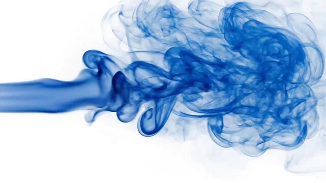 Blue smoke swirling on white background.