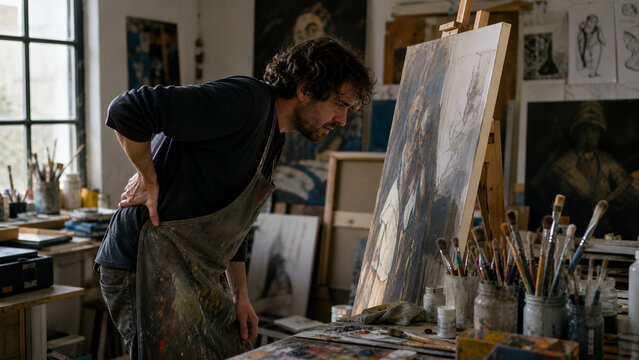 Artist working in studio