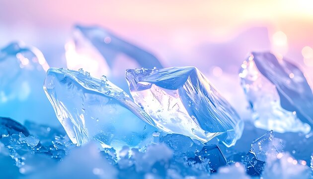 Closeup of melting ice crystals naturally.