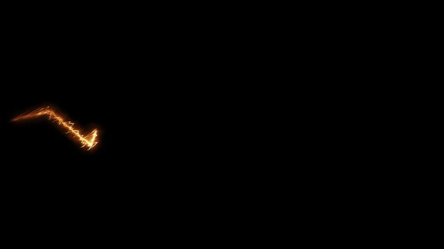 Fire lightning bolt striking effect with transparent alpha channel background for hot orange plasma energy shockwave overlay 4k