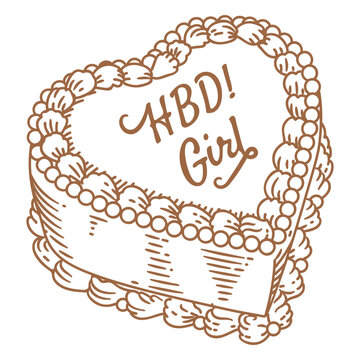 Vintage cake with the dedication HBD girl