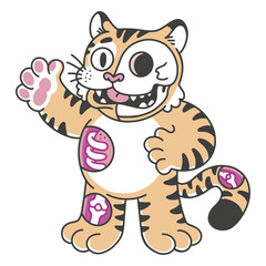 Tiger cartoon with cutaway sections © Vexels