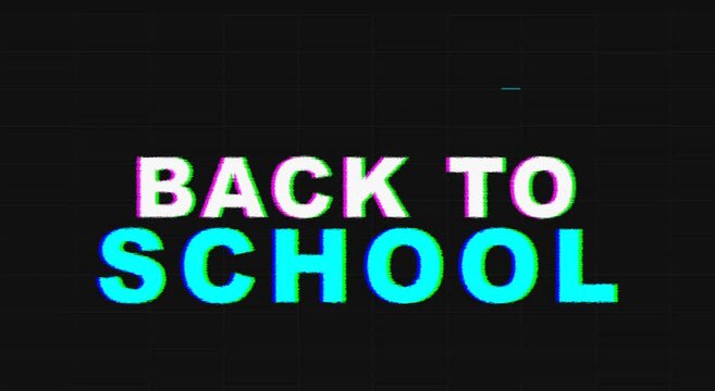 Back to school glitch text animation dynamic retro digital typography animation