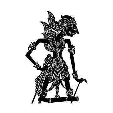 Traditional Indonesian Wayang Kulit Shadow Puppet Character.