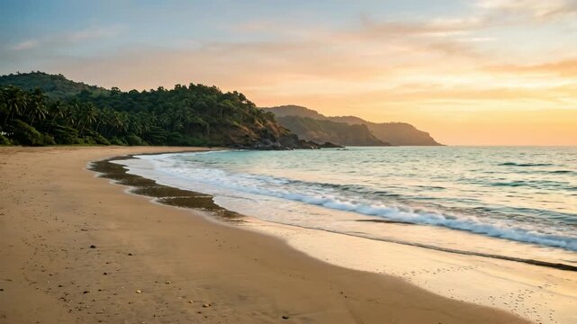 tranquil gokarna beach coastal scenery in karnataka india early morning light video