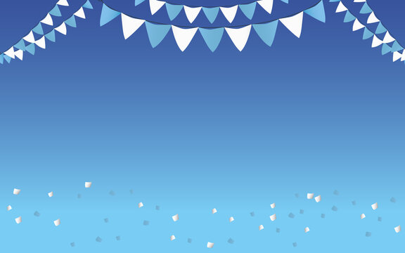 Background azul con papelitos celestes y blancos mundial argentina y banderines