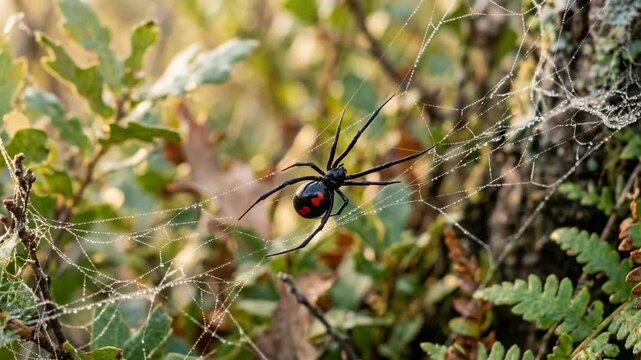 black widow spider in arizona desert usa close up morning light video