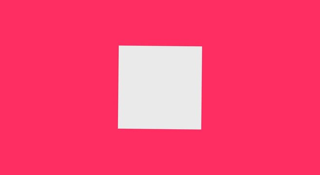 Minimalist geometric animation: animation white triangle and square morphing on pink background