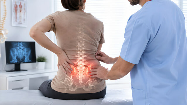 Sacroiliac Joint Sacroiliitis Treatment Procedure, Pelvic Back Pain Medical Education Image for Clinic Communication