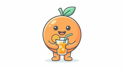 Fototapeta premium Cartoon orange character with juice.