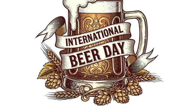 Illustration of Beer Mug with Banner.